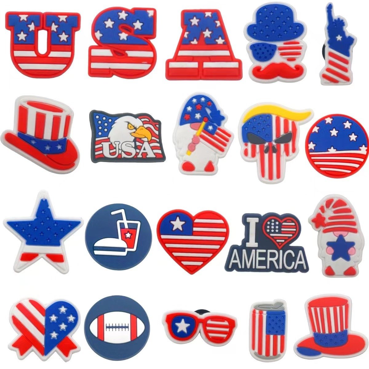 2024 Hot Selling Premier League Shoe Charms Wholesale USA Flag Shoe Decorations Accessories Independence Day Shoe Charm For Clog