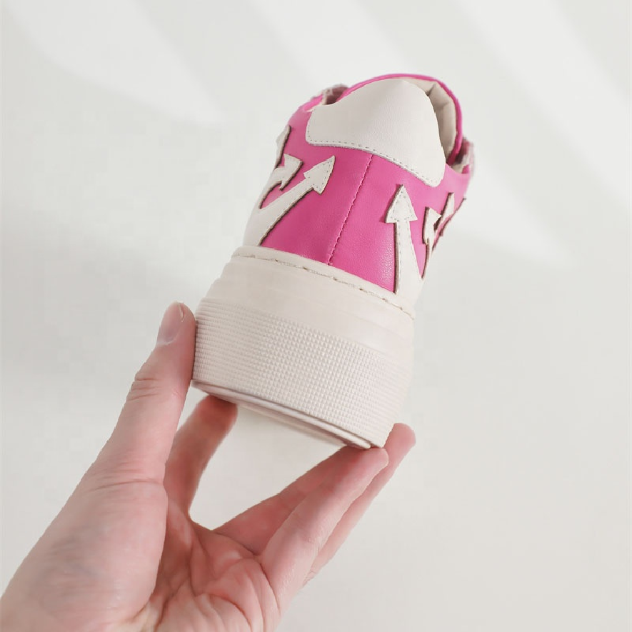 In Stock Hot Selling Casual Leather Shoes Thick Shoelaces Lace Up Pink Low Top Flame Sneakers Boots Women Shoes