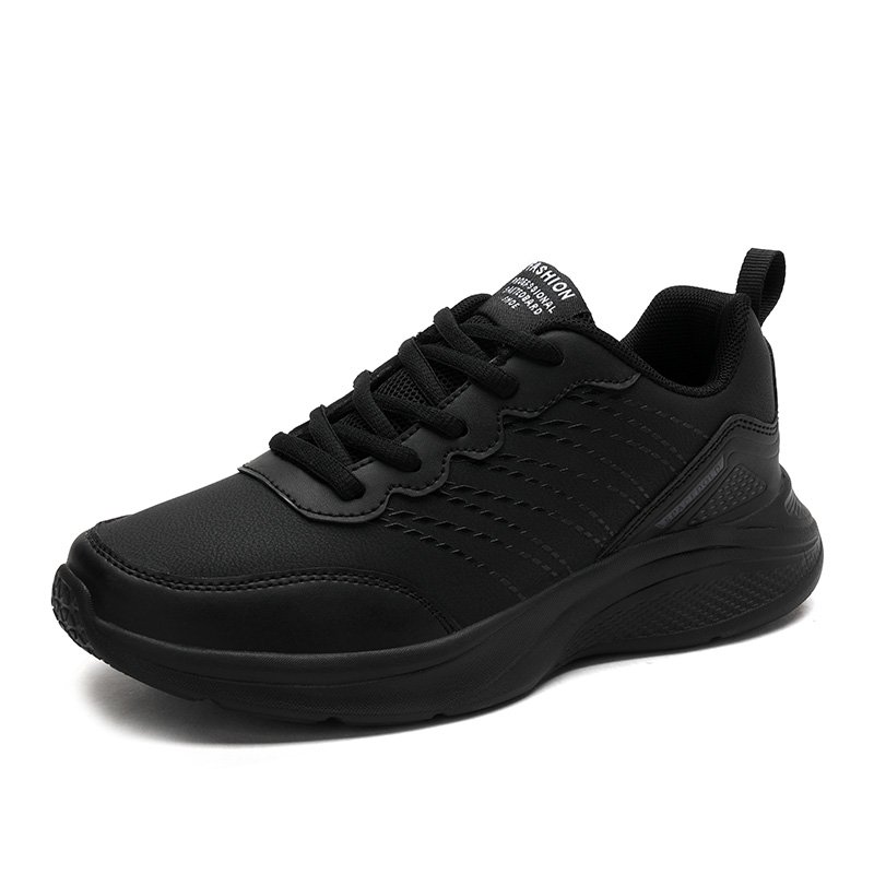 Backshoes, black sports shoes, ma'am shoes, 2024, new leather-covered waterproof lady running shoes