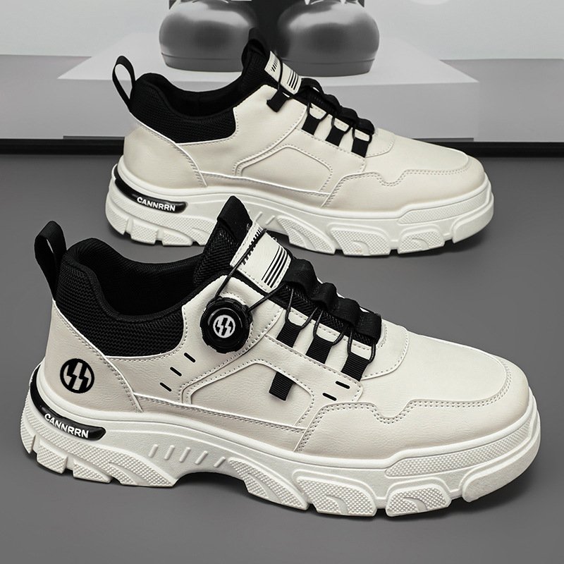 Men's shoes are waterproof and out-of-the-slides sports and revolving buttons are added to the latches