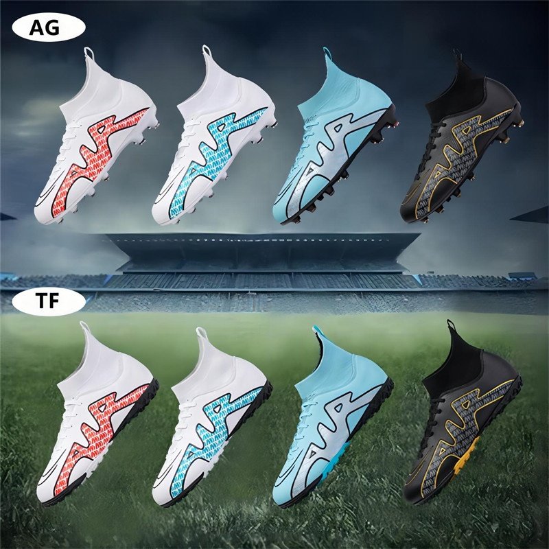 Professional High Top Soccer Shoes Long Spike AG/TF Non-Slip Football Boots High Quality Outdoor Training Ankle Cleats Shoes