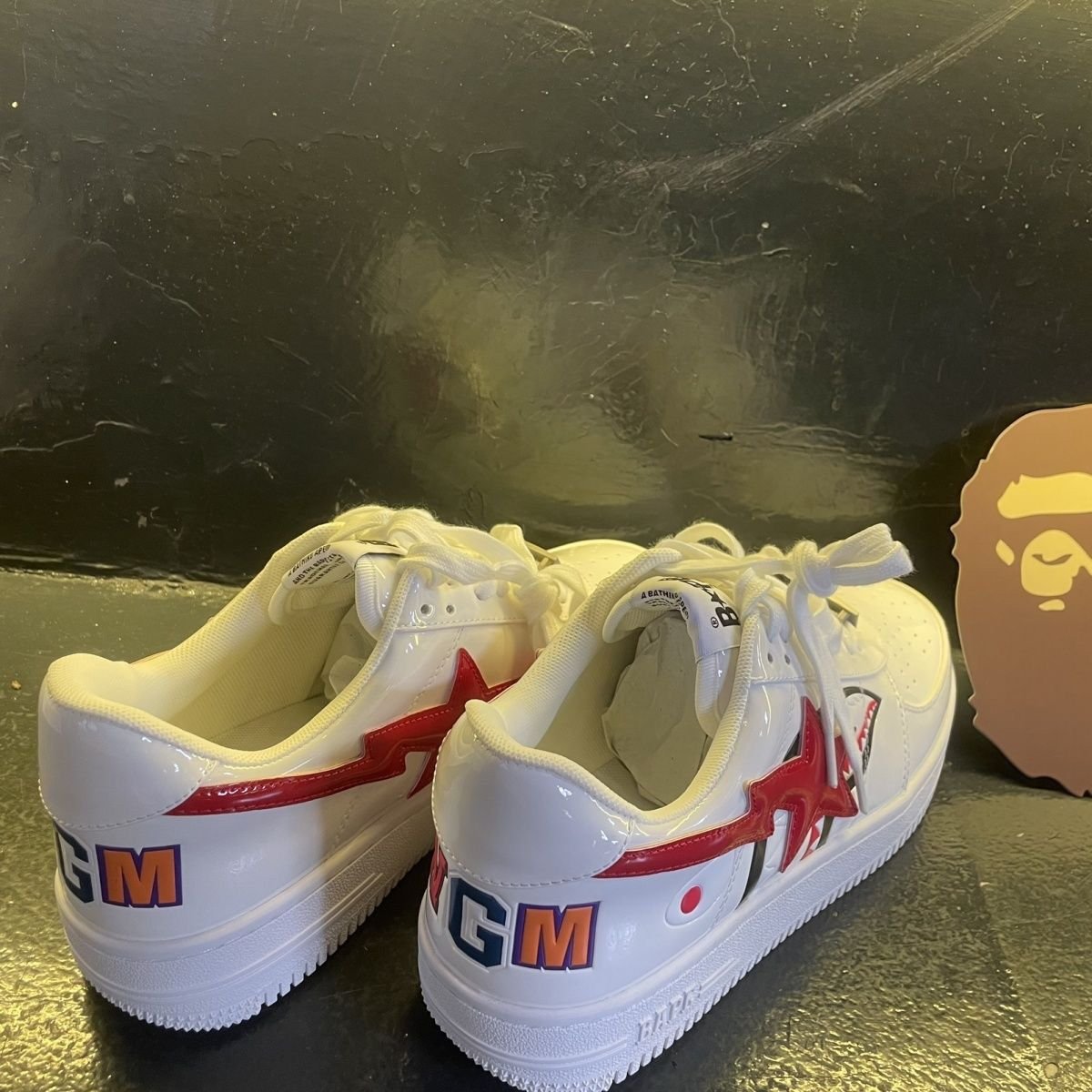 2024 Hot sale Top Quality Bapestas Shoes Patent leather casual sneakers vibe street contrast leather sneakers
