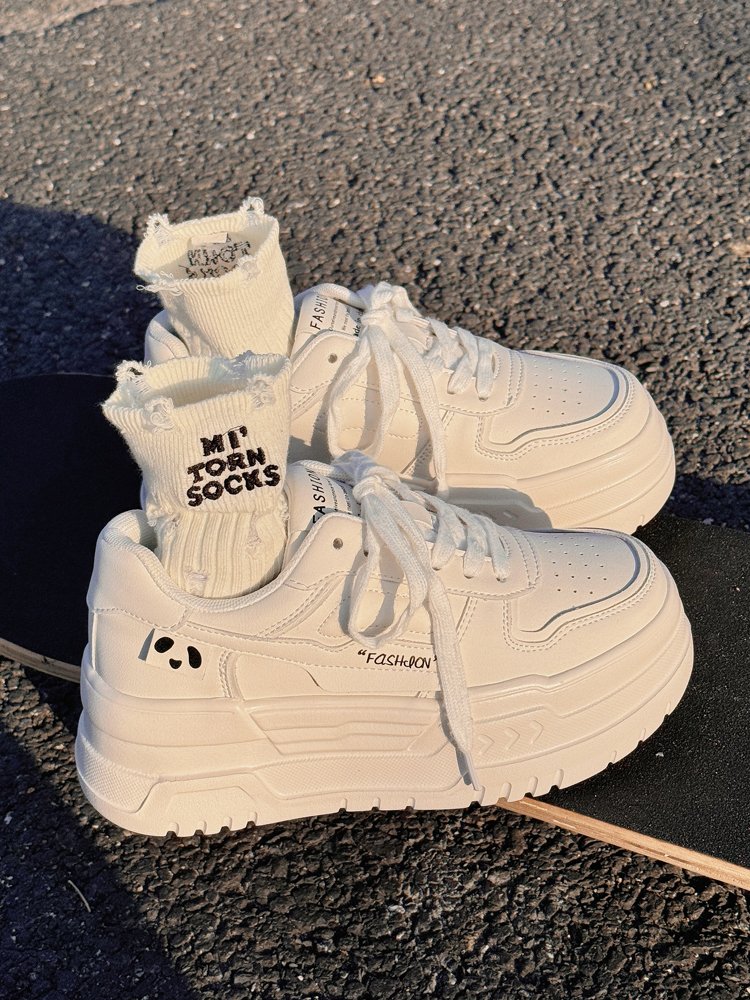 Shen Linson's thick bottom, white shoe girl, 2024 new sports and leisure shoes