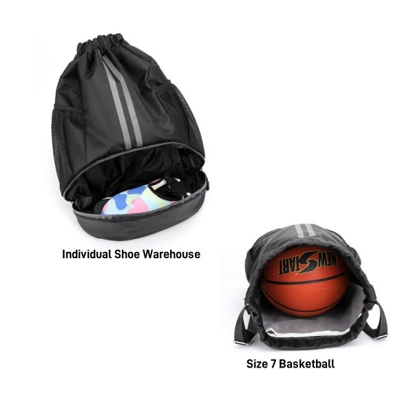 Basketball Soccer Swimming Fitness Yoga Dance backpack Bag with Shoe Compartment Sports Drawstring Shoulder Bag