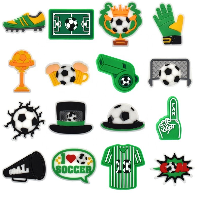 new design soccer team shoe charms club football shoe charms Soft Pvc MLS europe footy teams soccer shoe charms for clog