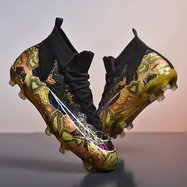 New Professional Anti-Slip Men Soccer Shoes AG/TF High-Top Football Boots Kids Training Ankle Cleats Soccer Sneakers Size 33-46
