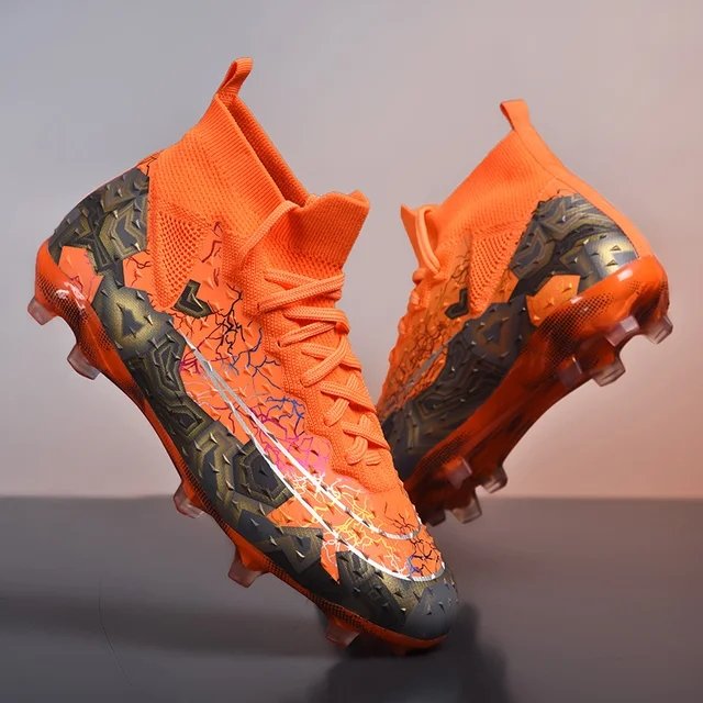 New Professional Anti-Slip Men Soccer Shoes AG/TF High-Top Football Boots Kids Training Ankle Cleats Soccer Sneakers Size 33-46