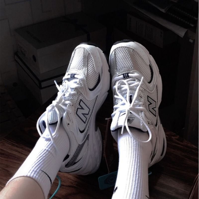NB GIRL'S 530-SERIES RECREATIONAL SPORTS NET RUNNERS MEN'S SLIDING RESISTIBLE WHITE SHOES EXHALATION MR 530SG