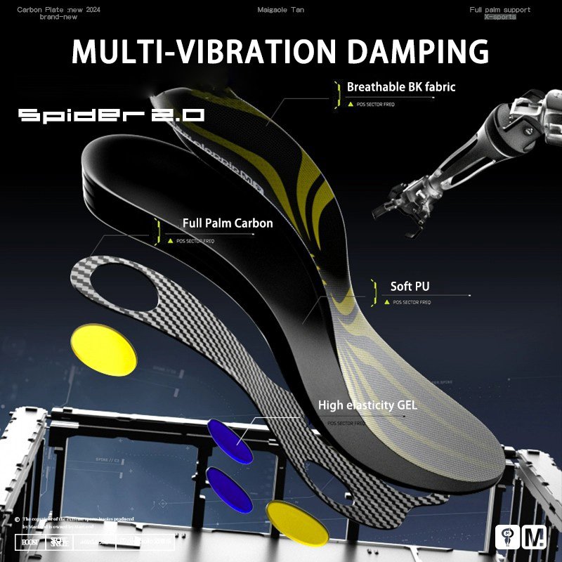 Full length carbon fiber plated high rebound insole PU GEL assist basketball dunk run faster springy football soccer shoe insert