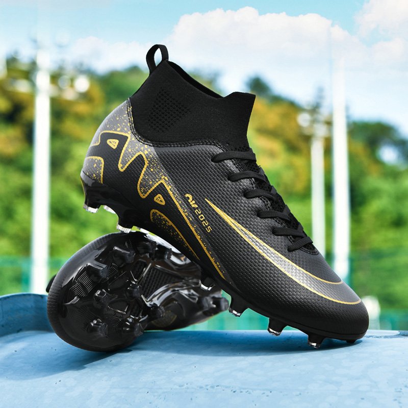 Men High Top Professional Soccer Shoes FG Spike Football Boots Anti-Slip Outdoor Training Ankle
