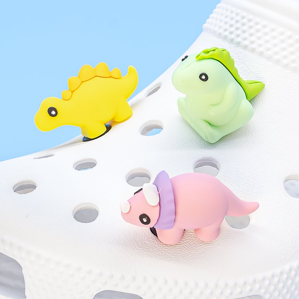 HYB kuaji Diy Popular New Designer 3d&4d custom dinosaurs shoe charm for clog Wholesale Bulk Charms Party Free Gift Souvenir