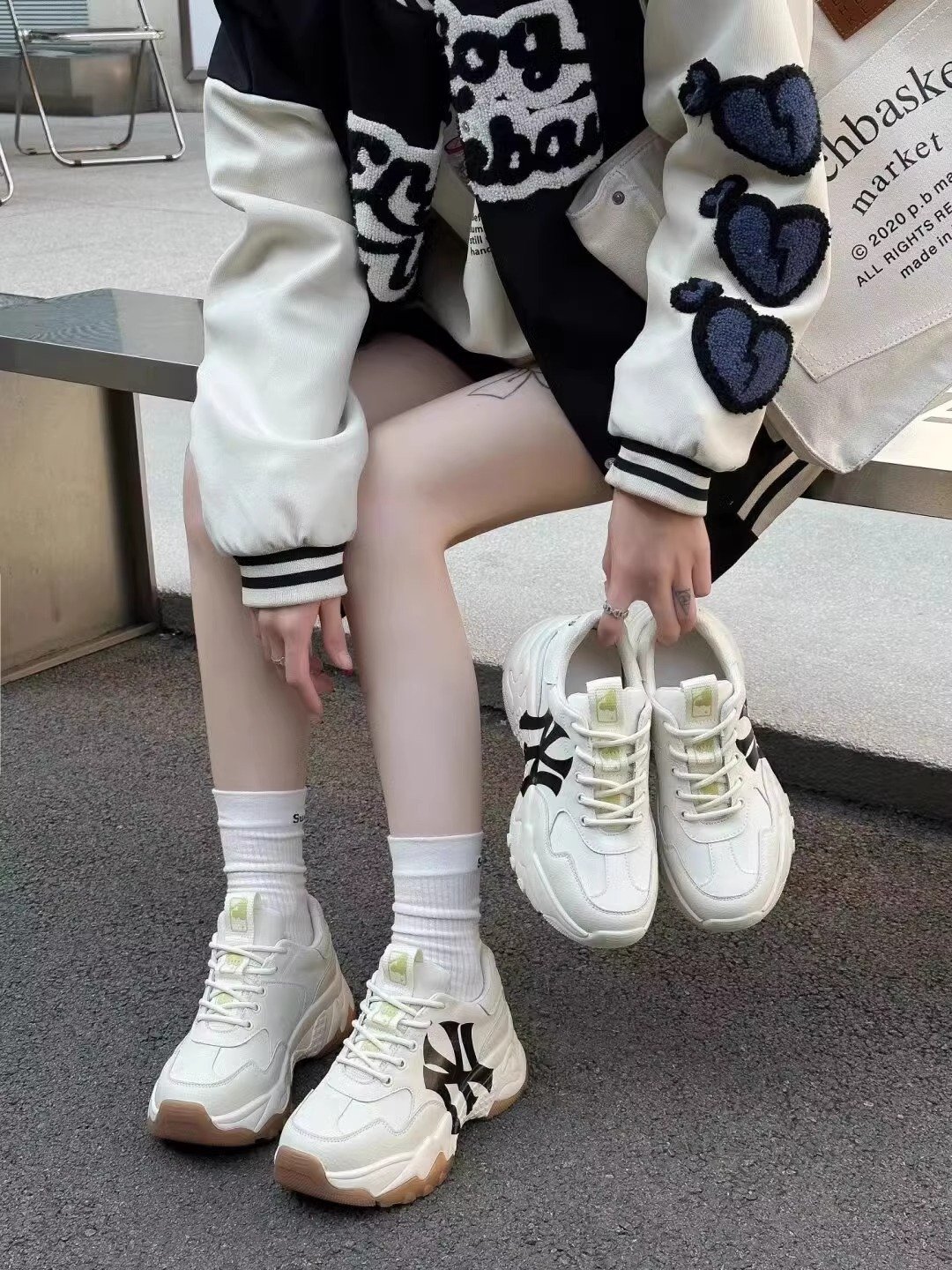 she's got her old man's shoes on top of her old man's shoes