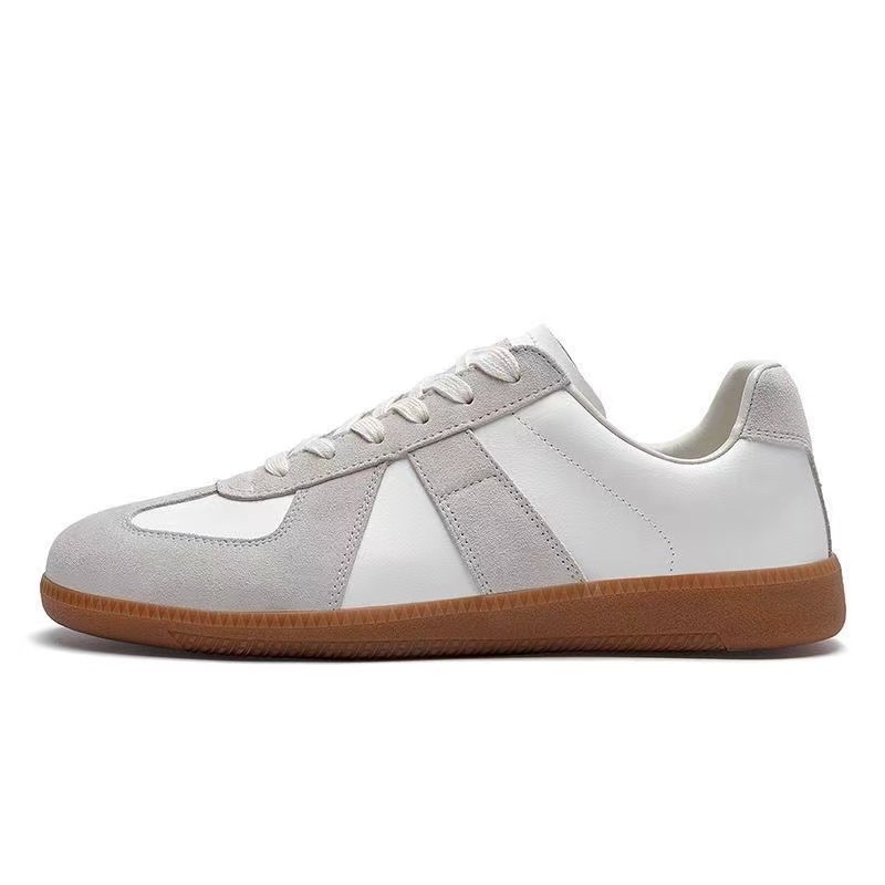 New workers training in retro-recreational sports with a pair of shoes and a pair of pedestals