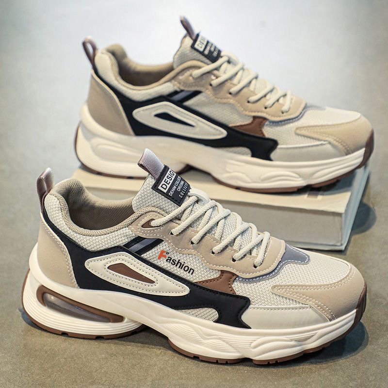 Fashion design autumn and winter new men's casual sports shoes soft sole increase sports skateboard shoes lace-up walking shoes