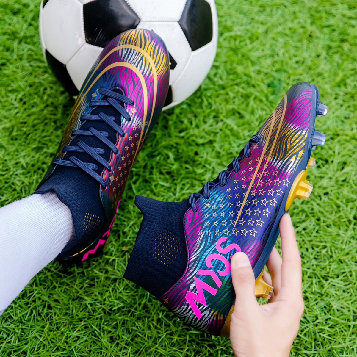 High quality factory customized hot selling long nail broken nail anti slip football shoes customized football shoes popular