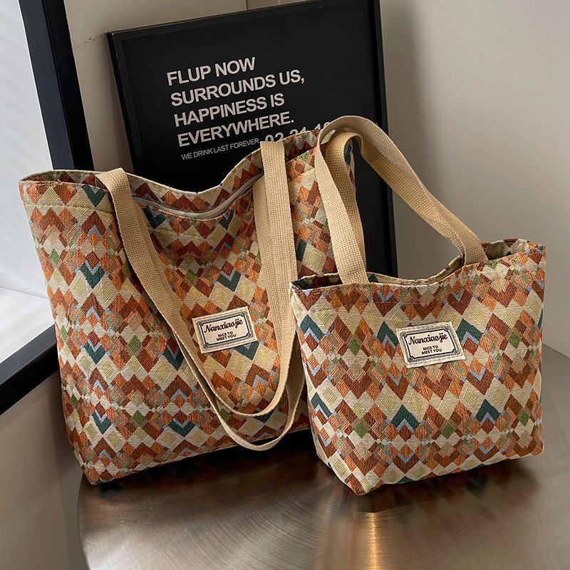 Single-shouldered large-capacity canvass handbags, 2024 new fashions, Bohemia Tote
