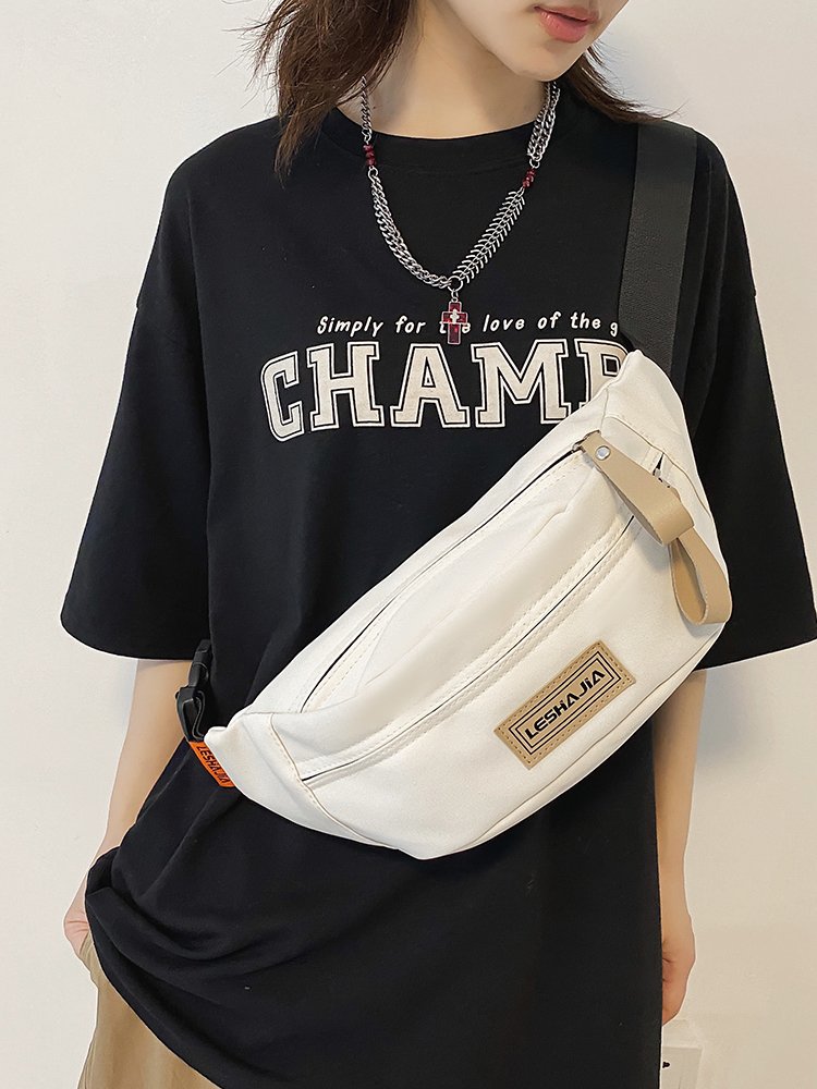 A slashy-packed man with a one-shoulder chest bag and a rest-and-go-back bag