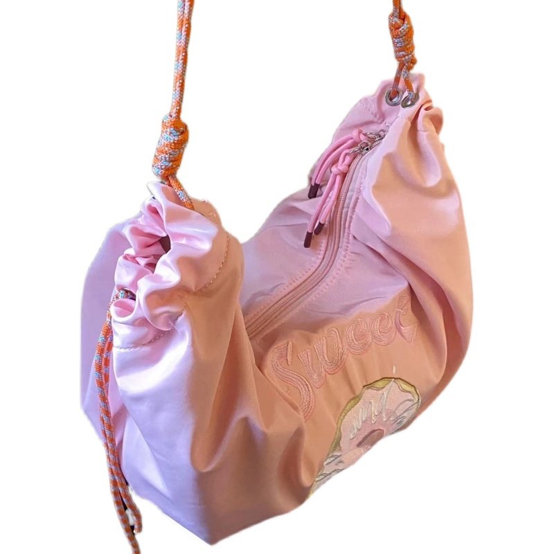 ur2024 new hip-hop dumpling bag, high-capacity student pack, slant nylon bag