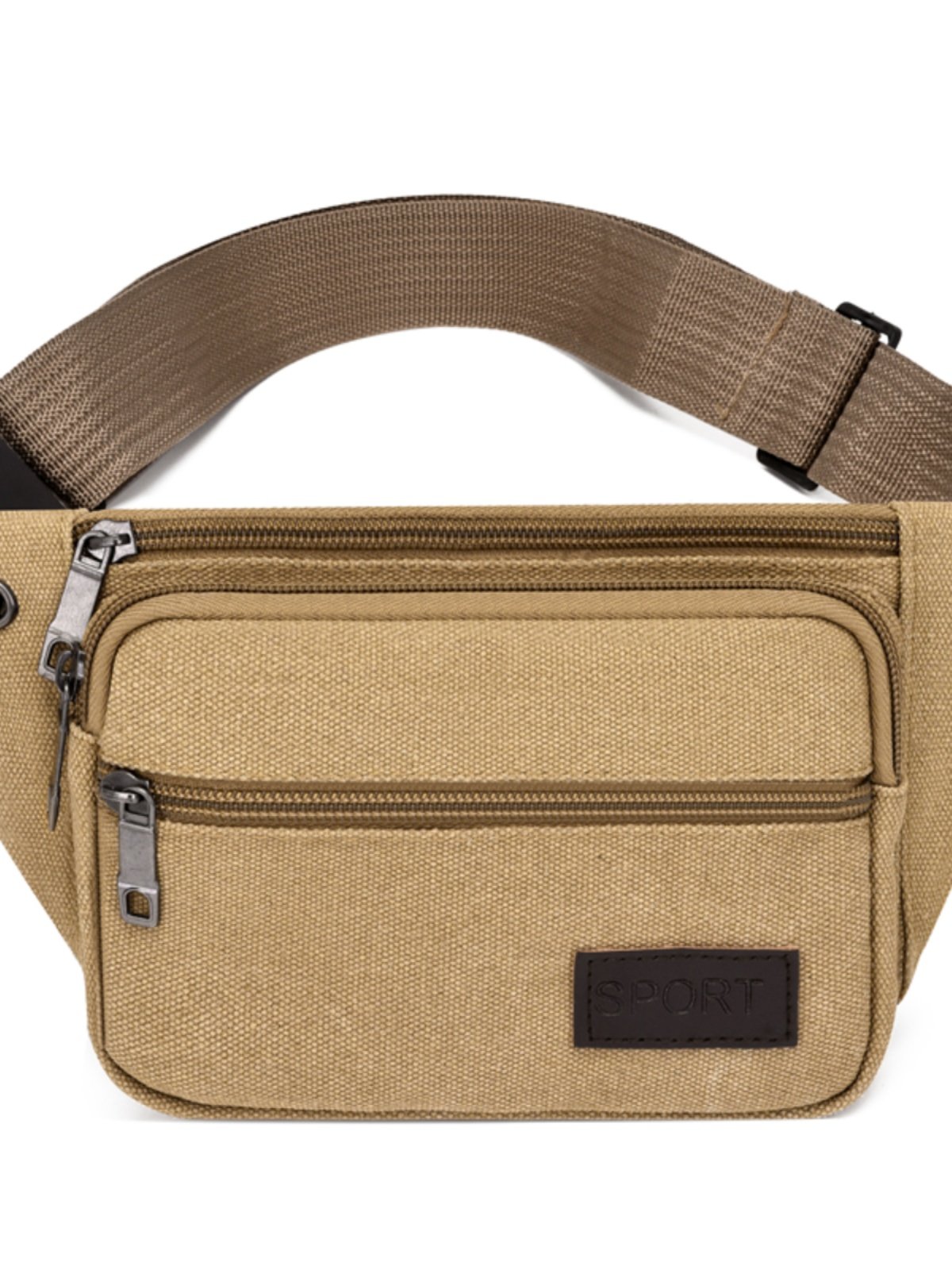 A new rag and a large man's pocket, a silver belt bag and a handbag