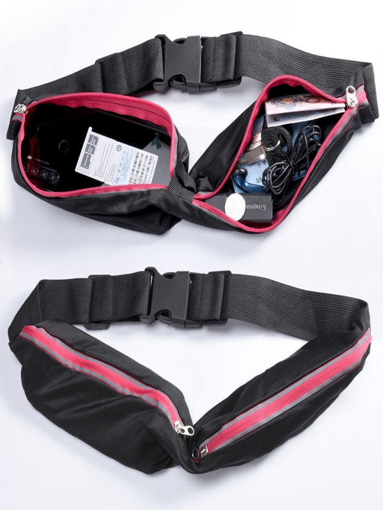 A sports run with a woman's phone, a man's cell phone, a man's marathon equipped with a super-smuggle invisibility belt