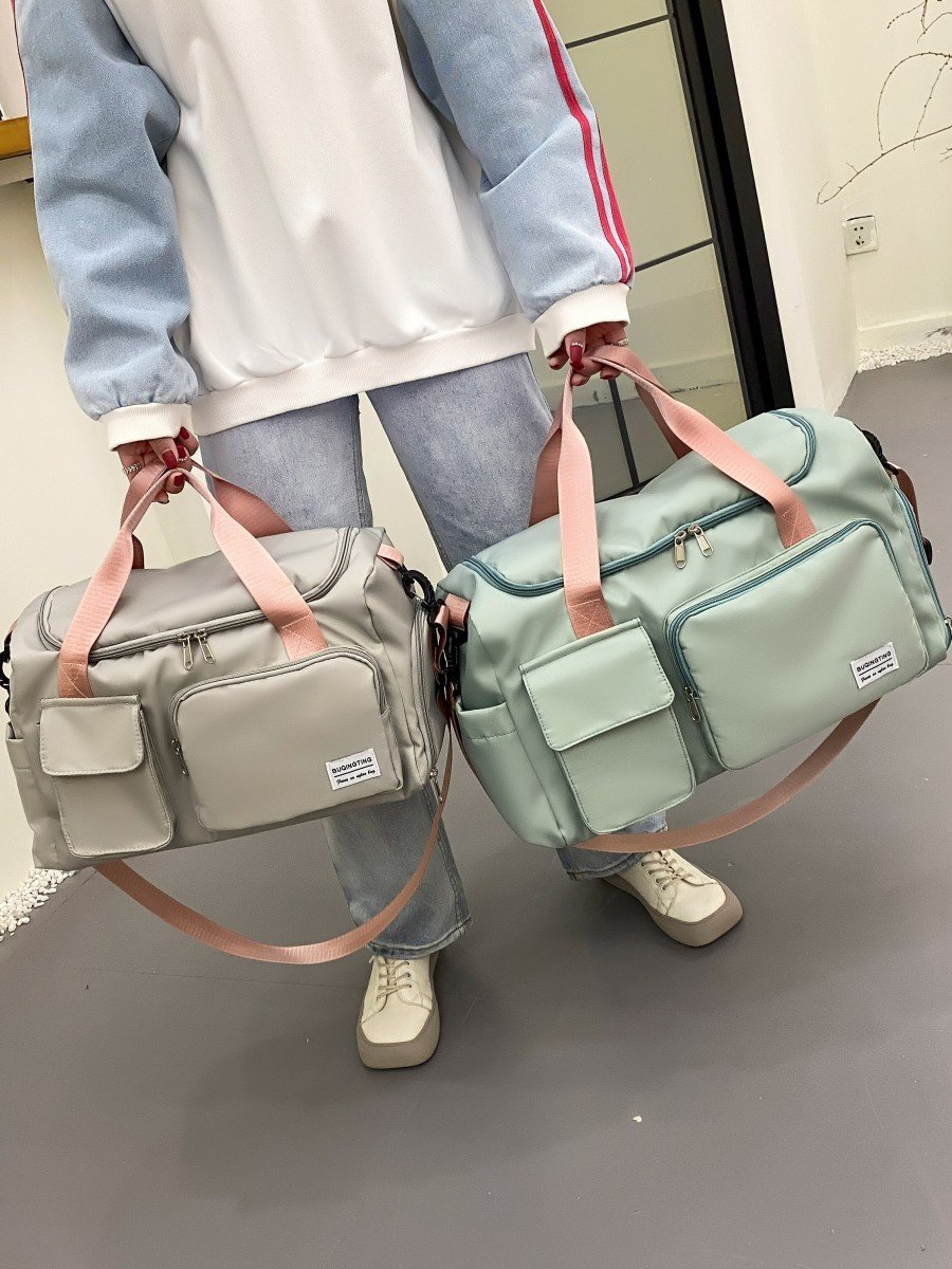 A travel bag for a woman with an extra capacity to carry a short-distance swim and gym bag for a boy