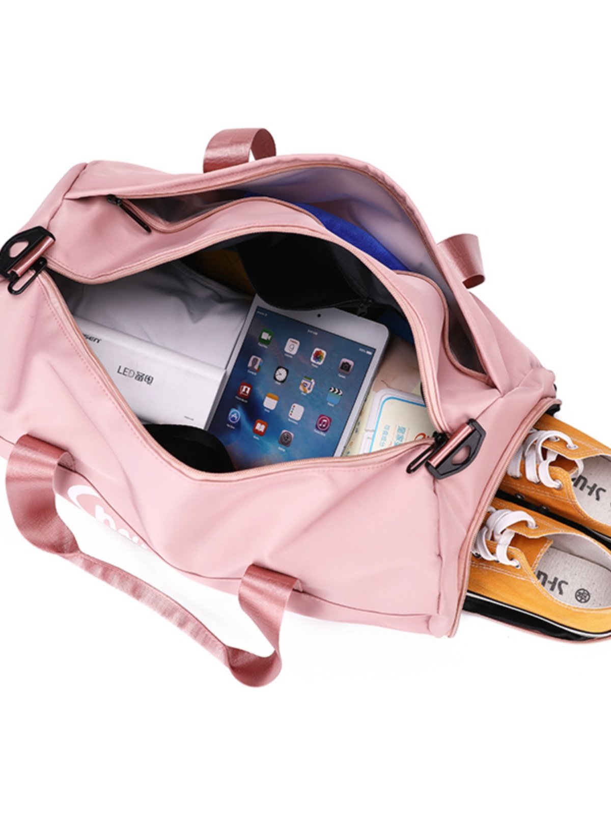 the gym bag girl swims dry and wet and separate yoga packs, and the gym bag is customised to print logo