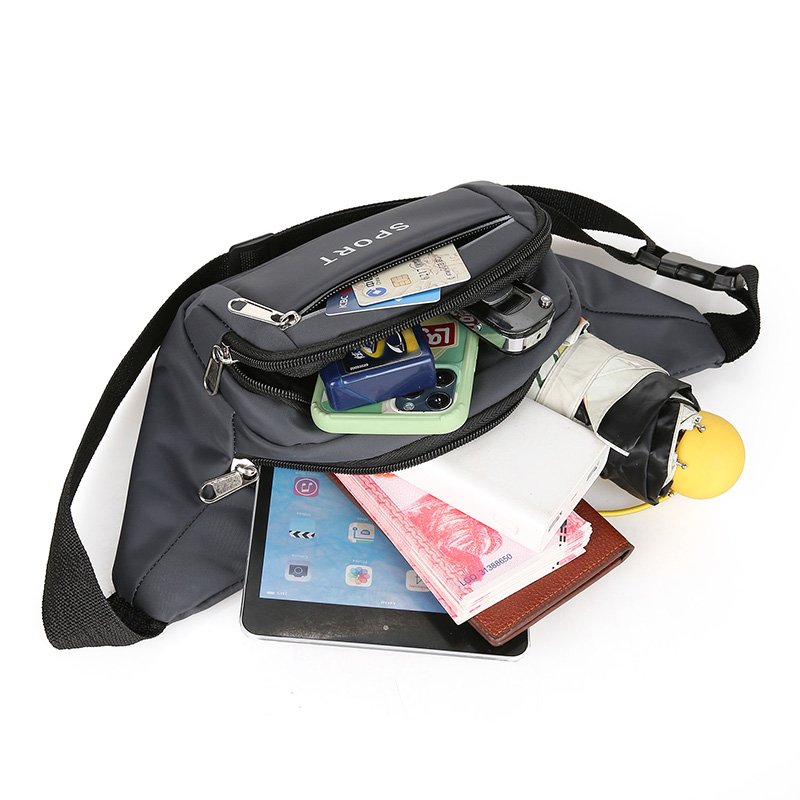 A man with a mobile phone, a man with a large multi-capacity waterproof work site, and a wallet for a cash collection