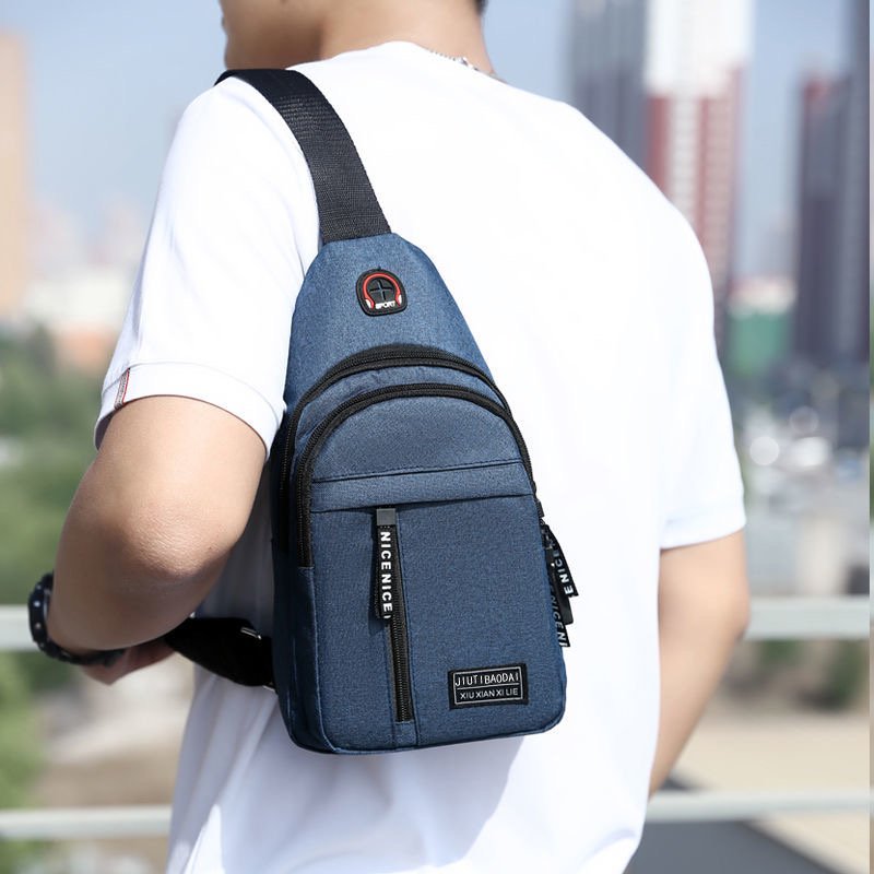 Chest bag male backpack, 2024 new nylon nylon dyslexia, one-shoulder slant shoulder bag, cell phone