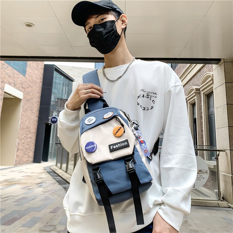 I've got a new one-size-fits-all Korean student riding a one-shoulder chest pack