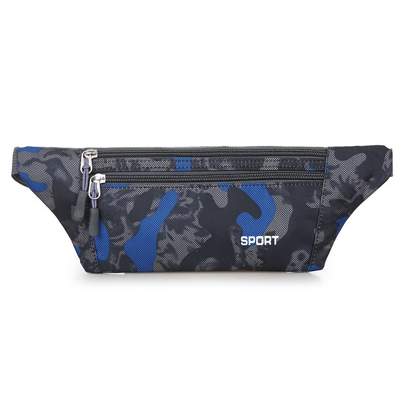 The colored movement's out-of-the-door waist bag with a man's and a woman's hand-carrying, invisible and thin-skinned mobile phone
