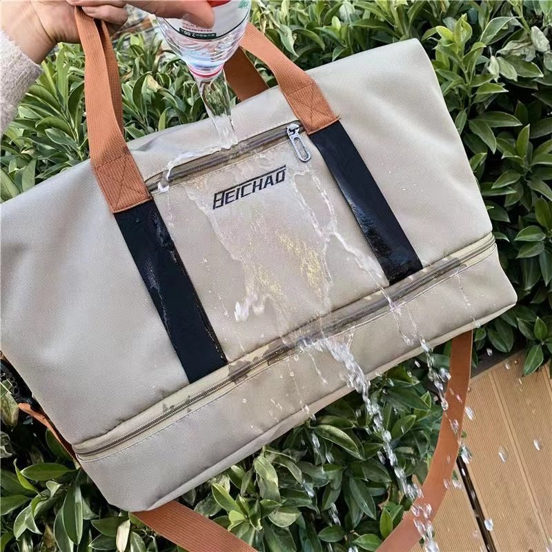 Single-shouldered short-distance travel bag with large capacity for waterproof, dry and wet separation for sports