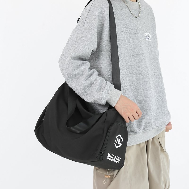 The gym bag girl, short-distance backpack, swims and collects a bag of yoga