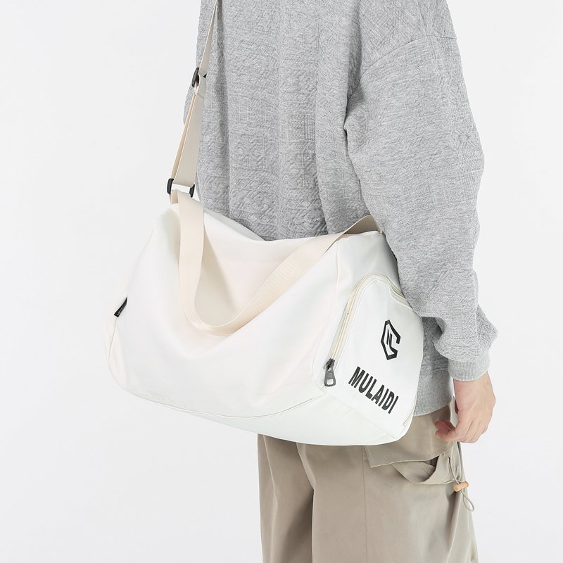 The gym bag girl, short-distance backpack, swims and collects a bag of yoga