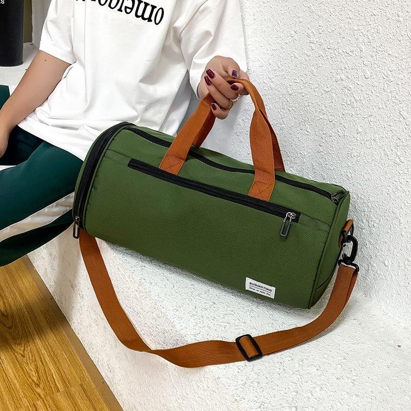 a new cylindrical gym bag with dry, wet and sub-shoes, handbags, one-shoulder bag, logo
