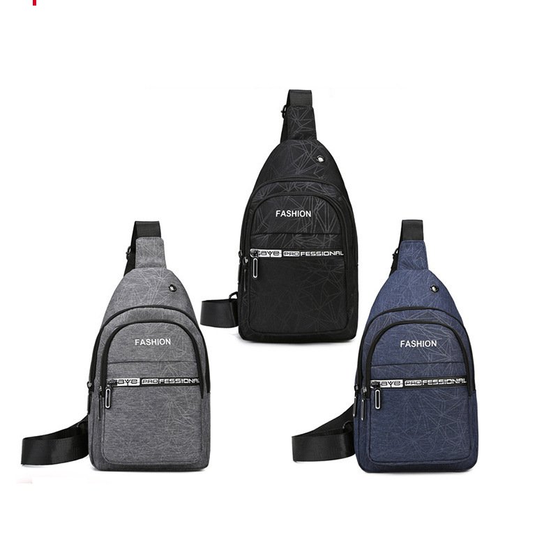 Chestbag male, one-shoulder slashed, draught-proof Oxford pre-burst twilight sports, little cross-bag male