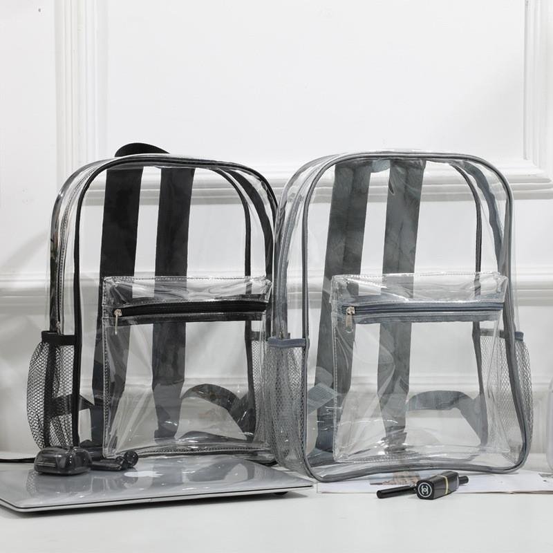 TRANSPARENT DOUBLE-SHOULDERED HAN-SIZE STUDENT PACKS, FASHION FASHION FASHION PVC WATERPROOF BAG