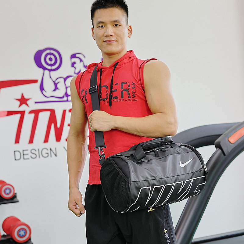 Nike Gym bag, heavy-capacity shoe silo dry and wet separation exercise, slant bucket bag, short trip bag