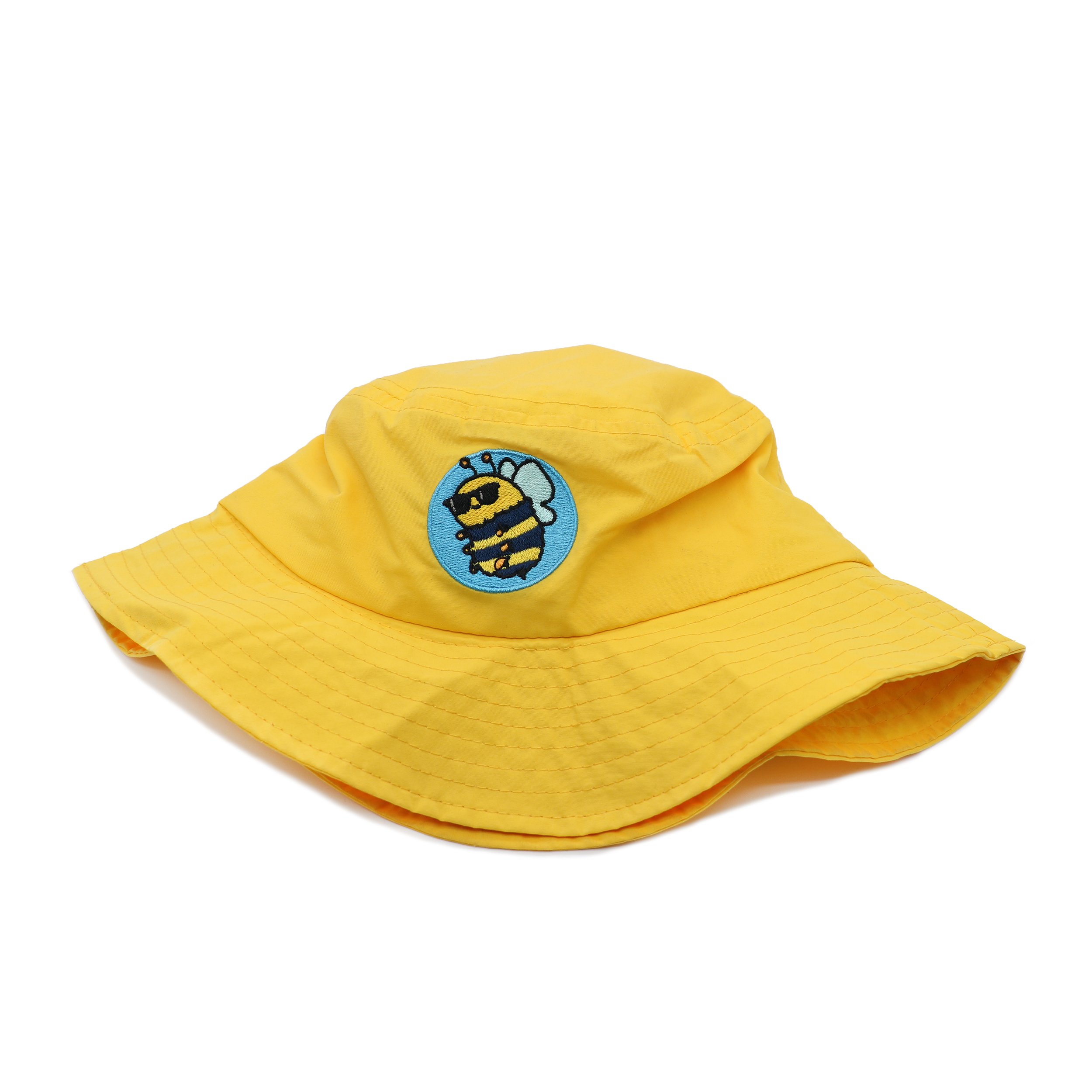 Custom embroidery cartoon wide brim sun protection cotton kids summer bucket hats