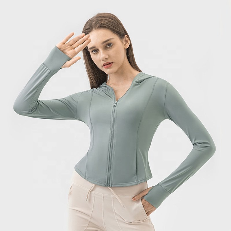 Breathable Quick Dry Summer Thin Sunproof Shirts UPF 50+ Sun Protection Jacket Hoodies Full Zip Up Yoga Jacket With Thumb Hole