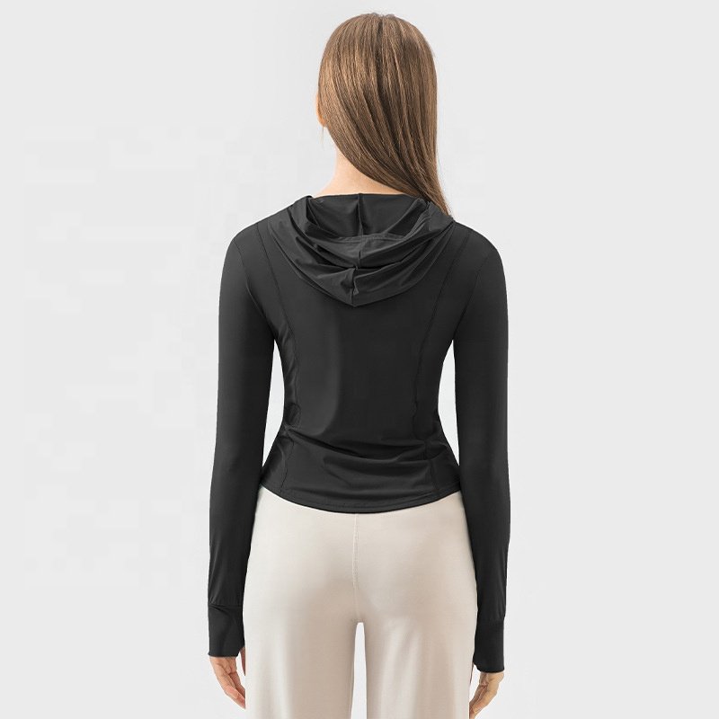 Breathable Quick Dry Summer Thin Sunproof Shirts UPF 50+ Sun Protection Jacket Hoodies Full Zip Up Yoga Jacket With Thumb Hole