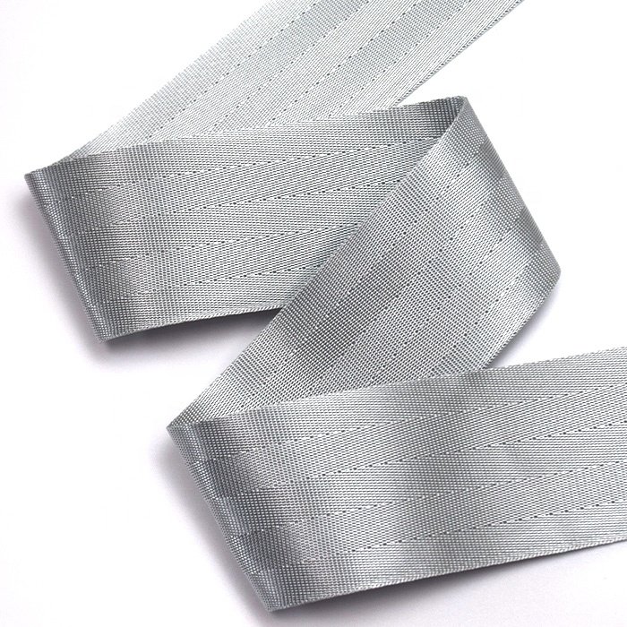 Hot Sale Polyester Material Strong Hiking belt solid silver color non elastic accept custom Safety Strap