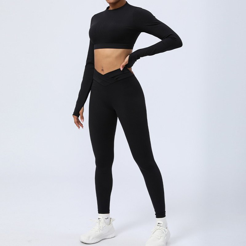 HEARUISAVY 2024 New Naked Feeling Female Workout Clothing Suits Cross Backless Bra Pads Gym Set Outdoor Sports Two-piece Female