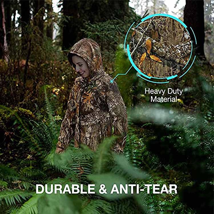 Custom women's standard classic universal waterproof breathable rain suits bionic camouflage bionic tree hunting clothes