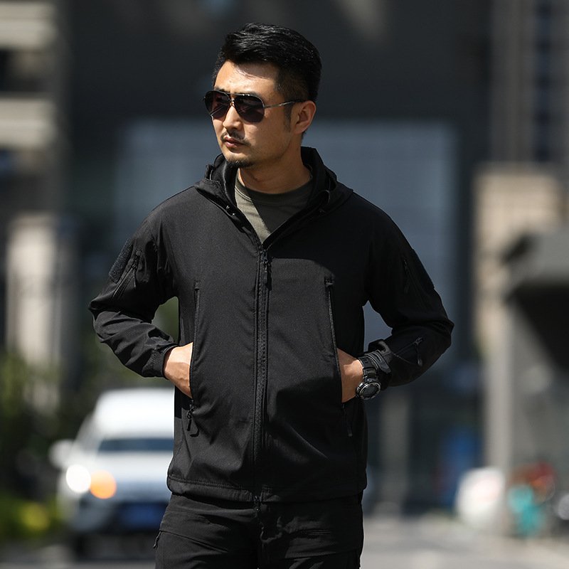 Outdoor Shark Skin Warm keeping Suit Camouflage Plush Thickened Suit Autumn and Winter Soft Shell Large Size Rushsuit Suit