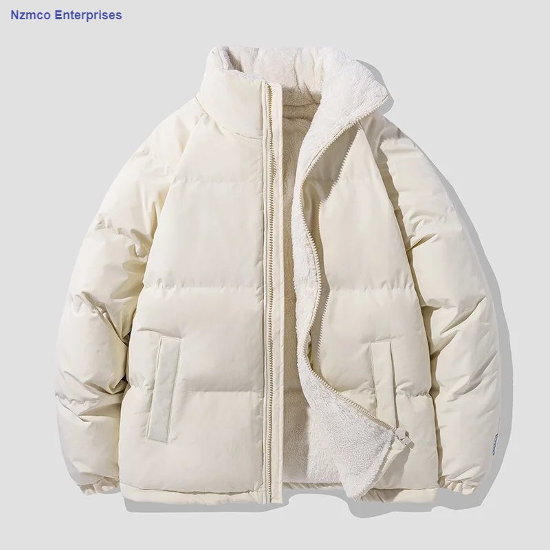 Autumn Winter Warm Puffer Jacket Stand Collar Parkas Men Oversized Coats Korean Fashion Casual Couples Wool Liner Jacket Outwear