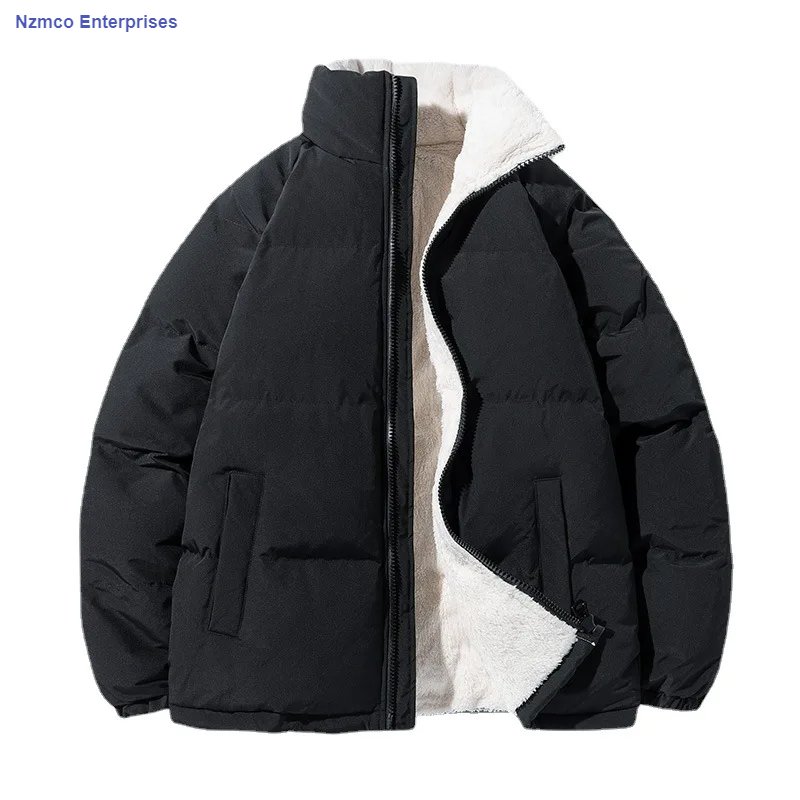 Autumn Winter Warm Puffer Jacket Stand Collar Parkas Men Oversized Coats Korean Fashion Casual Couples Wool Liner Jacket Outwear