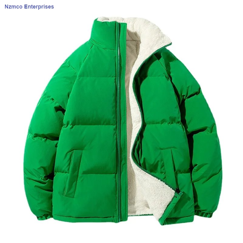 Autumn Winter Warm Puffer Jacket Stand Collar Parkas Men Oversized Coats Korean Fashion Casual Couples Wool Liner Jacket Outwear