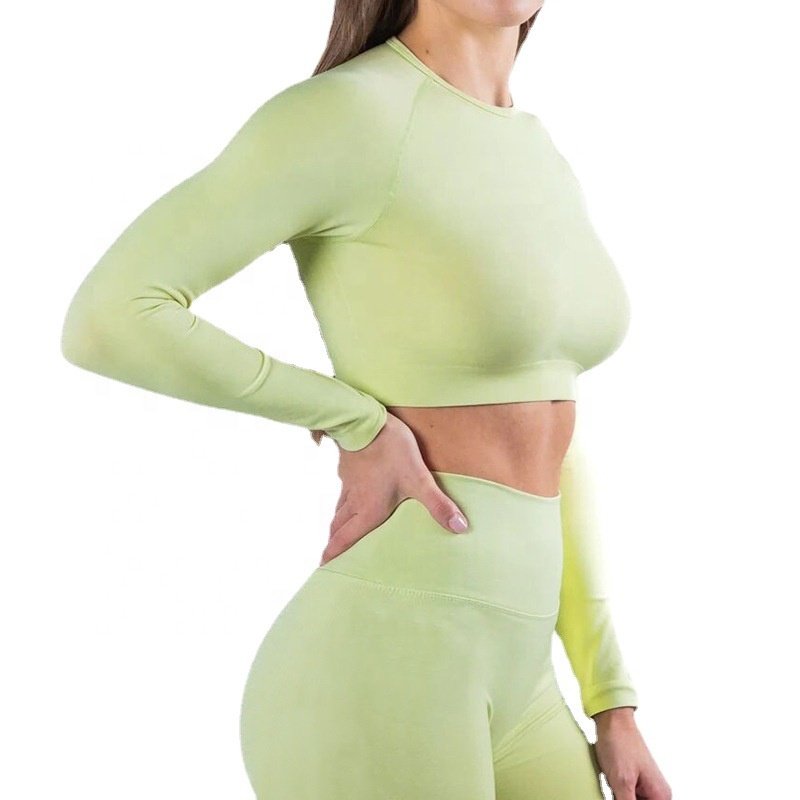 wholesale Fitness Clothing Athleisure Long Sleeve Yoga Set Exercise Gym Seamless Workout Sets For Women