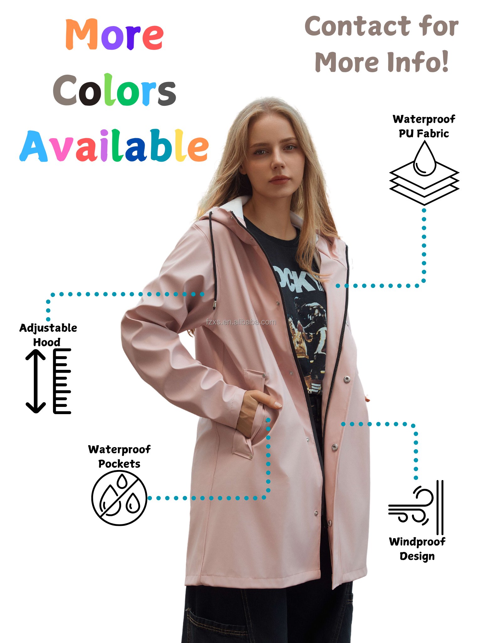 New Fashion Hooded Women's Rain Jacket Printed Waterproof Custom Pocket Raincoat Windproof Fisherman Raincoat PVC Raincoat