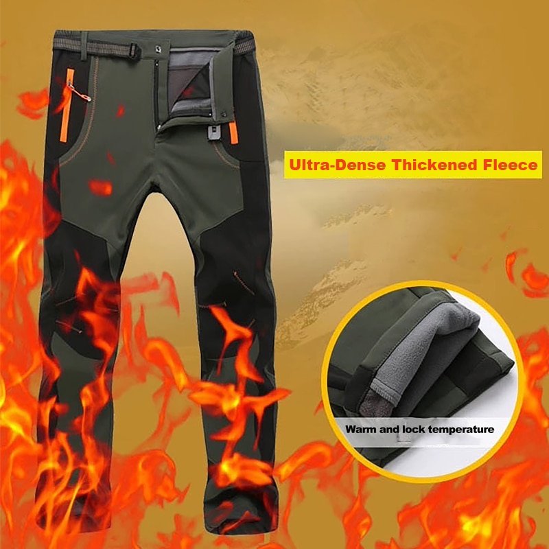 Custom Logo Fleece Hiking Pants Men Women Winter Waterproof Outdoor Soft Rain Trousers Trekking Camping Ski Pants